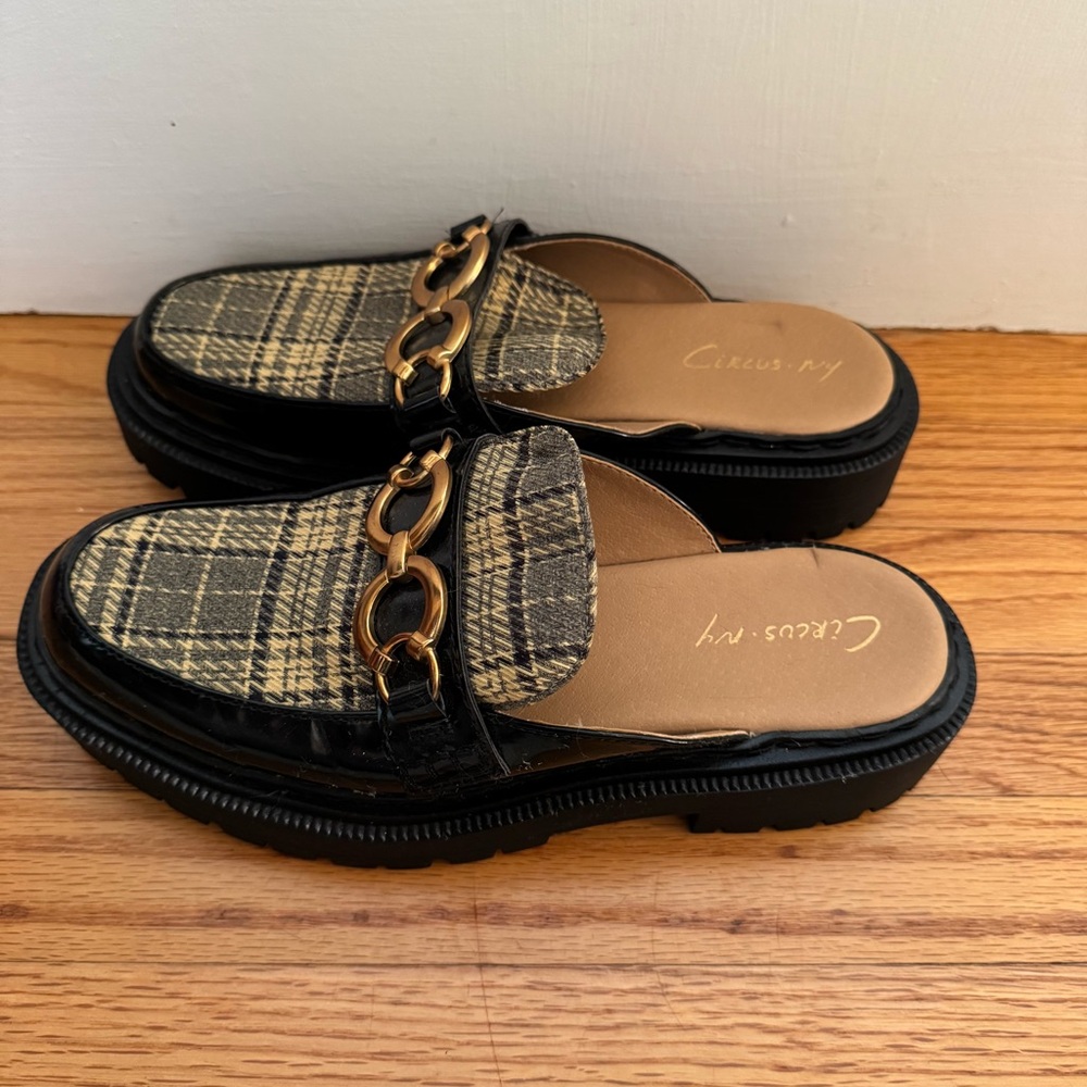 Circus by Sam Edelman Plaid Loafers with Gold Accent